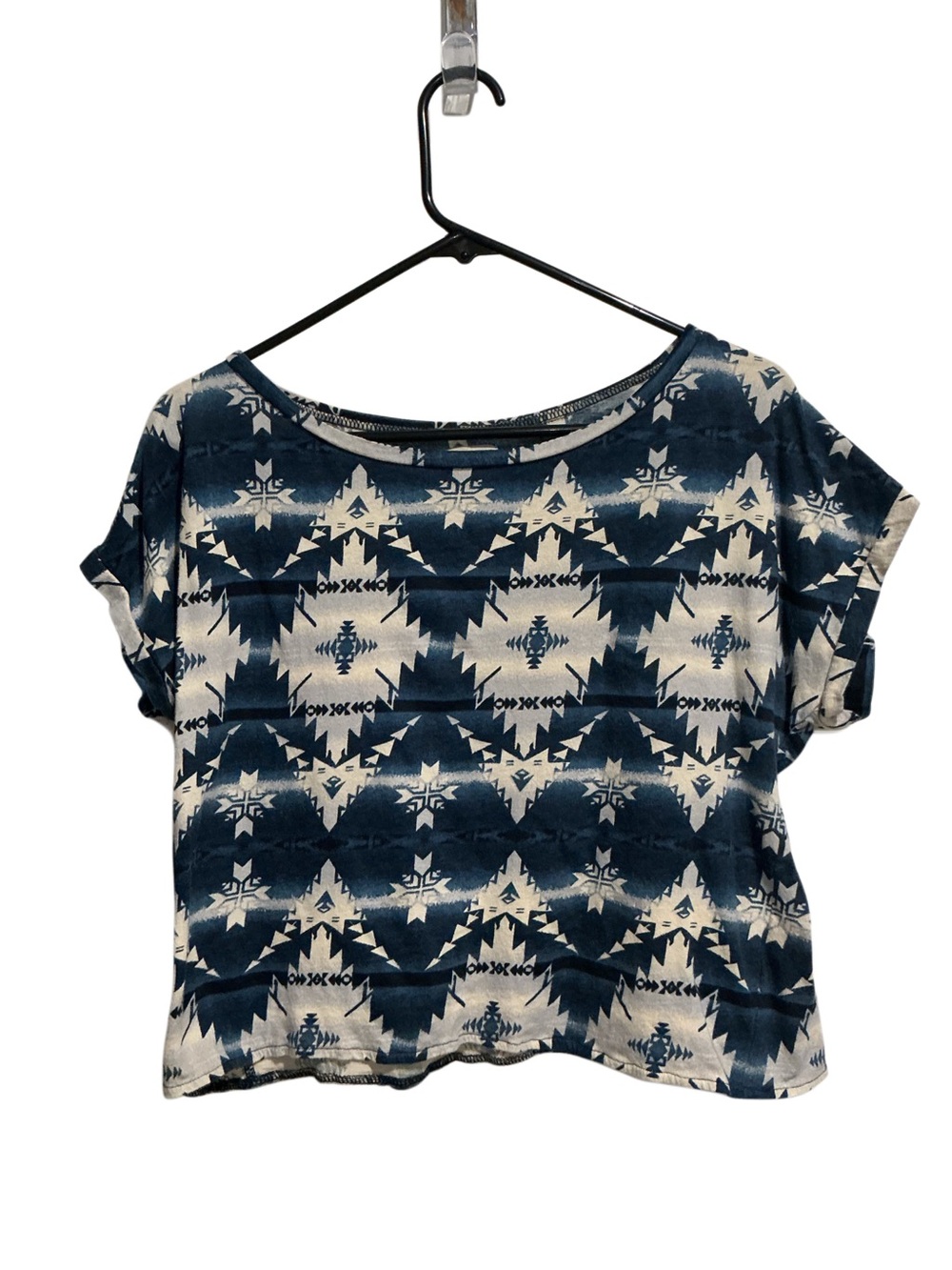 Denim & Supply Ralph Lauren Women’s Crop Top Geometric Tribal Print Blue